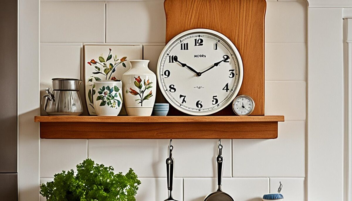 Mora style clock in kitchen